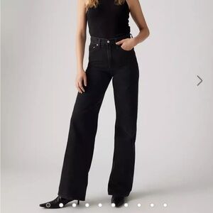 Levi's Ribcage Black Wide Leg Jeans 30/32
